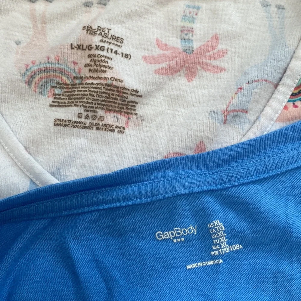 Gap/Secret Tresures Womens XL PJ Bundle. Long Shirts. One piece pajamas. Sweet